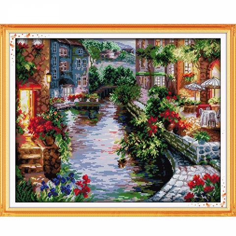 Lakeside Houses Cross-Stitching Pattern